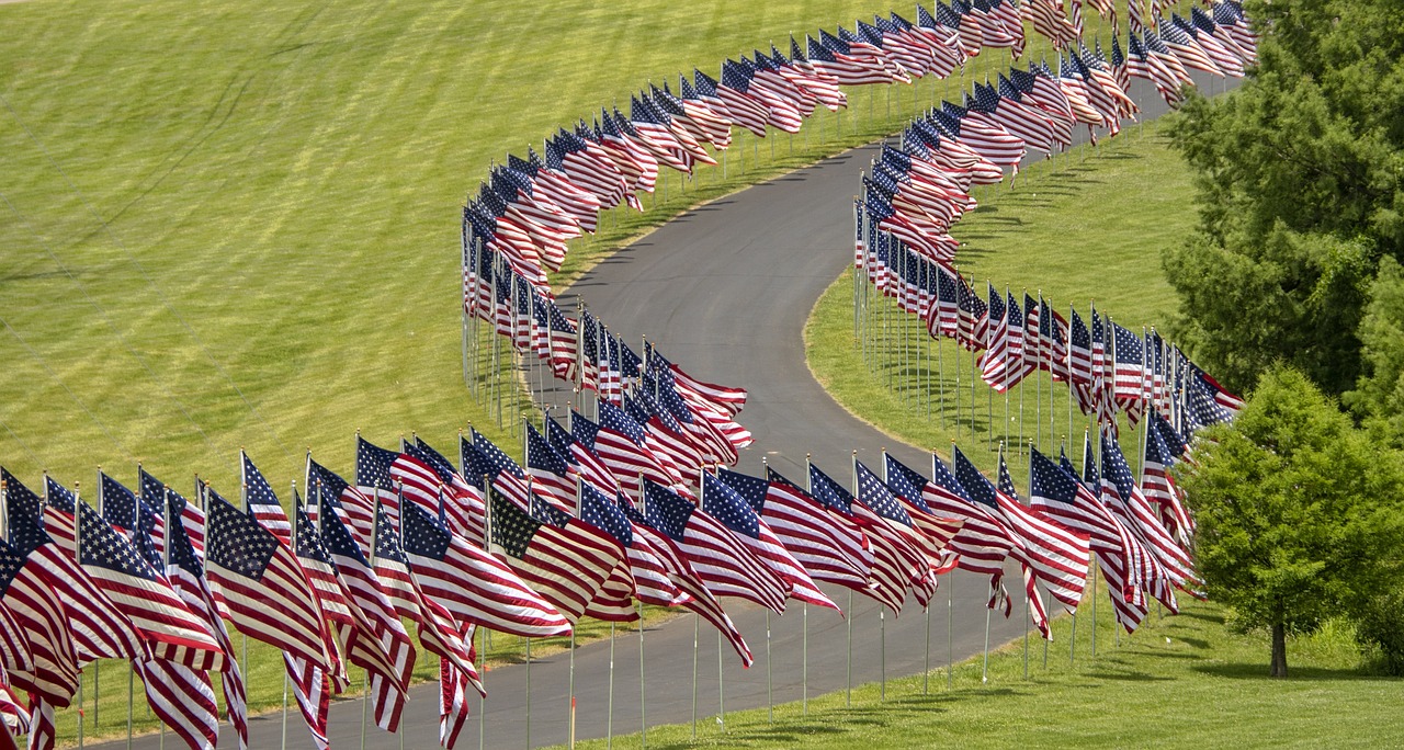 American flags.