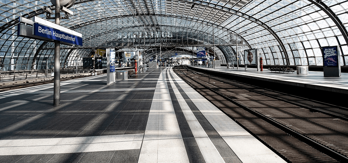 Empty Berlin Hauptbahnhof in coronavirus pandemic