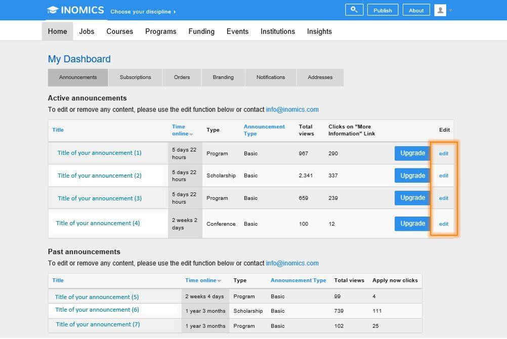 
          Inside INOMICS - New Feature: Edit your Announcements
  