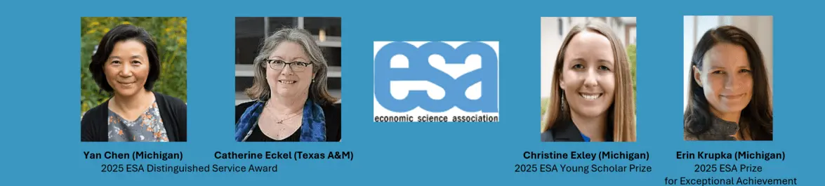 Economic Science Association Announces 2025 Award Winners and Fellows